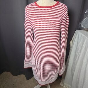 Forever 21‎ x SheinX Red White Striped Knit Sweater Dress NWT L